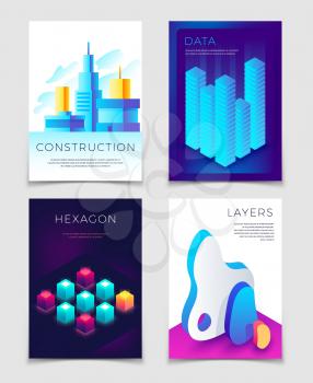 Modern abstract 3d geometric backgrounds with futuristic colorful shapes. Big data, architectural design and blockchain vector concept. Geometric data structure, visualization interface presentation
