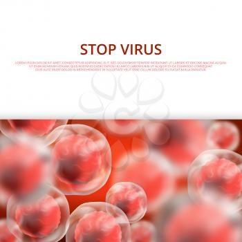 Microbiology, healthcare, medical vector web banner with 3d bacteria and viruses illustration