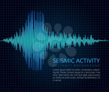 Earthquake frequency wave graph, seismic activity. Vector abstract scientific background. Diagram seismograph, vibration amplitude illustration
