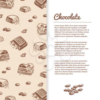 Sketched chocolate bars flyer or banner poster template. Vector illustration