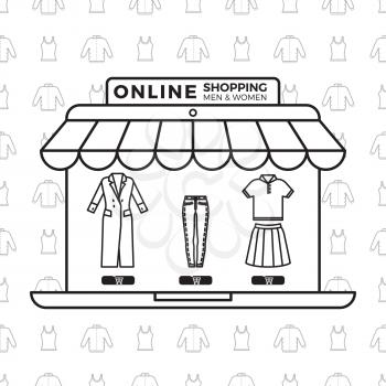 Fashion online store linear style design vector concept design illustration