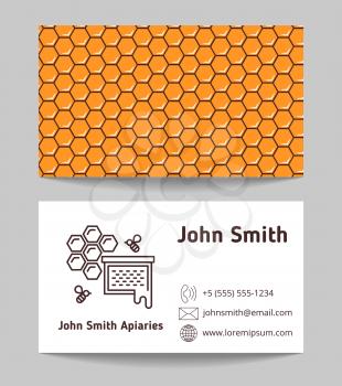 Beekeeper, natural honey maker business card. Template of card company, vector illustration