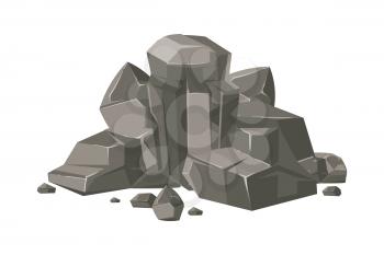 Stones and rocks cartoon vector nature boulder isolated on white background illustration