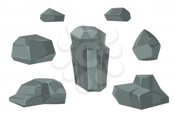 Stones and rocks cartoon vector boulder. Set of stone for web design illustration