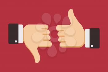 Thumbs up and down, like dislike icons for social network. Vector illustration