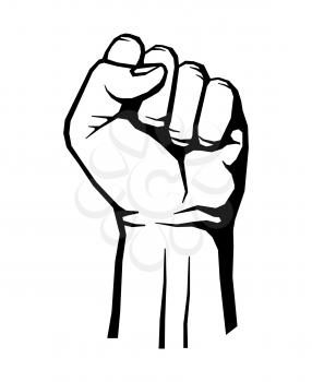 Protest, rebel vector revolution poster. Human clenched fist illustration