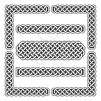 Celtic knots vector medieval borders and corner elements. Corner frame scottish illustration