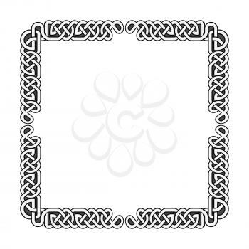 Celtic knots vector medieval frame in black and white. Ancient tribal decorative elements illustration