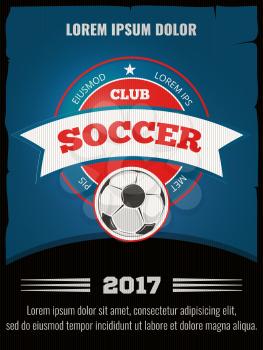 Football, soccer vector poster template. Sport match illustration banner