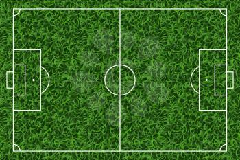 Football, soccer green grass field vector background. Sport field for soccer game illustration