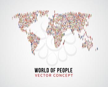 People global connection, earth population on world map vector concept. Global population on planet, population of people on form world map illustration