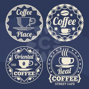 Stylish coffee labels of set design for cafe, shop, market. Vector illustration