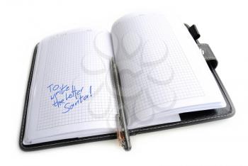 Notebook with an inscription to Write the letter Santa
