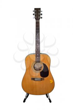 Acoustic cutaway guitar isolated over white background