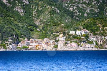 View of Vietri Sul Mare of the Amalfi coast, Italy by boat