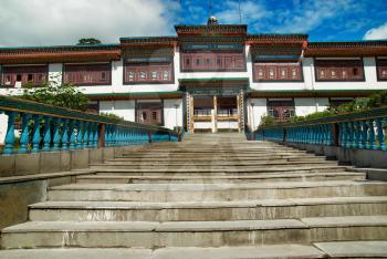 Traditional indian buddhistic monastery. In India, state Sikkim