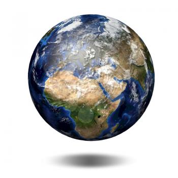 3D image of planet Earth. View to Europe and Africa