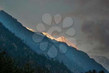 Sunrise at the mountain Annapurna South, Nepal