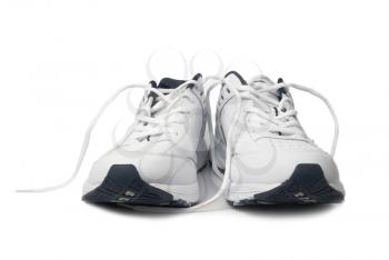Pair white of trainers on isolated background