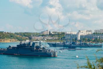 Russian warships and submarine.
