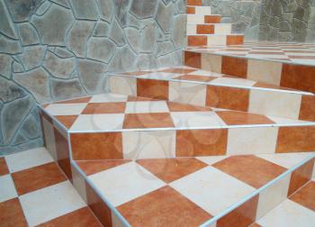 A abstract stairs with ceramic tiles.