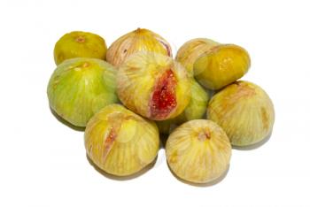 Stack of yellow figs isolated on white.