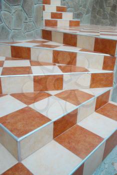 A abstract stairs with ceramic tiles.