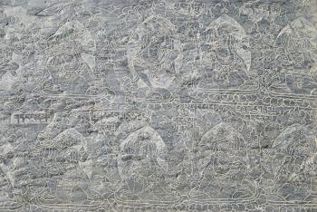The buddhistic pictures engraved on the stone