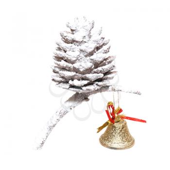 Christmas snow cone with little bell isolated on white