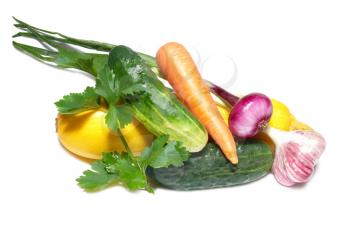 Multi vegetables isolated on the white background