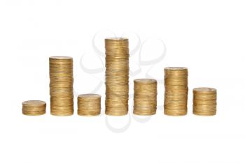Diagram of golden coins isolated on white.