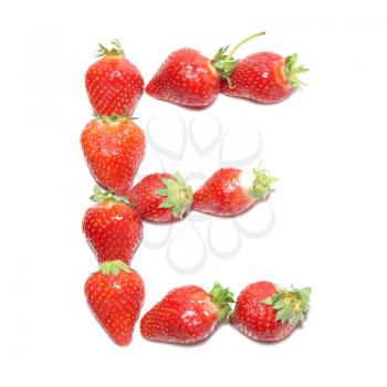 Strawberry health alphabet- letter E with white isolation