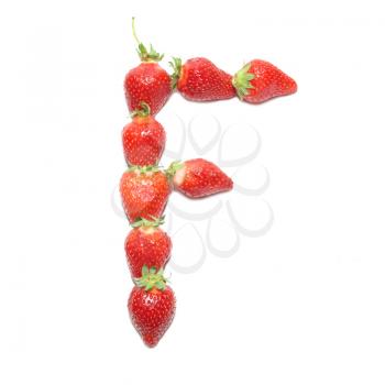 Strawberry health alphabet- letter F with white isolation