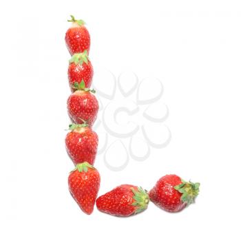 Strawberry health alphabet- letter L with white isolation