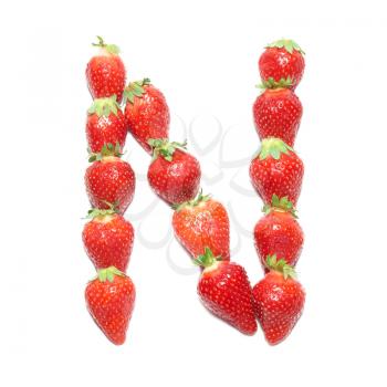 Strawberry health alphabet- letter N with white isolation
