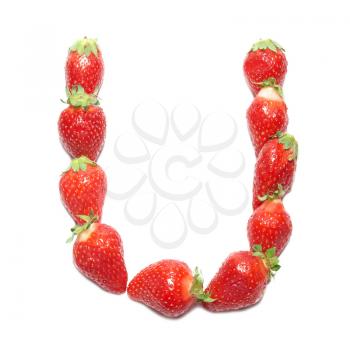 Strawberry health alphabet- letter U with white isolation
