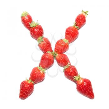 Strawberry health alphabet- letter X with white isolation
