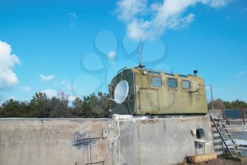 Russian military khaki colored booth with antenna 