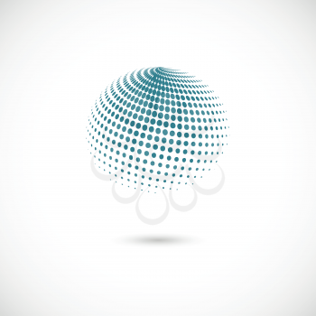 Vector halftone spheres. Design element with shadow.