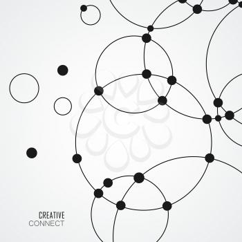 Vector background with overlapping circles and dots. Connect creative structure.