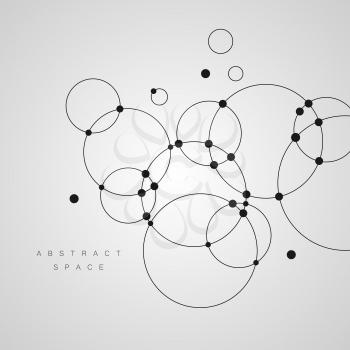 Vector dots and circles connect background. Abstract design.