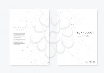 Modern vector templates for brochure cover in A4 size. Minimalistic polygonal background with connected lines and dots.