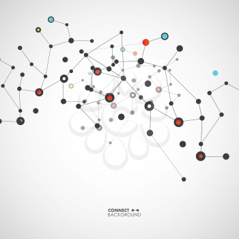 Vector illustration molecules, network and connection.