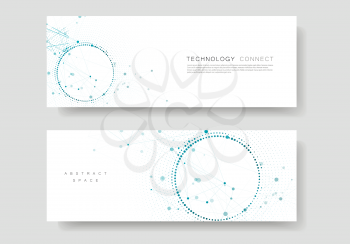 Modern geometric background with connected lines and dots. Business and technology banner design.