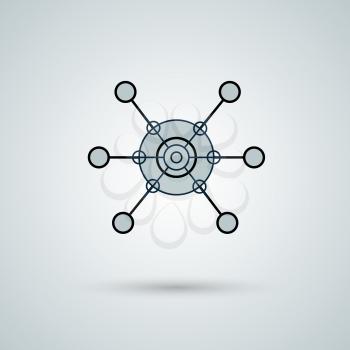 Molecule and atom vector icon on grey background