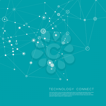Connection science background. Modern polygonal technology with lines and dots.