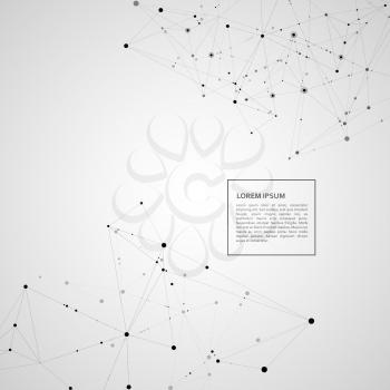 Connect polygonal network background. Lines and dots science pattern.