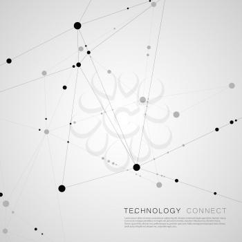 Polygonal pattern of connected black lines and dots on white background.