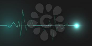 Abstract cardiogram on dark background. Vector banner design.