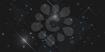 Network abstract design with connecting dot and line. Vector dark space background.